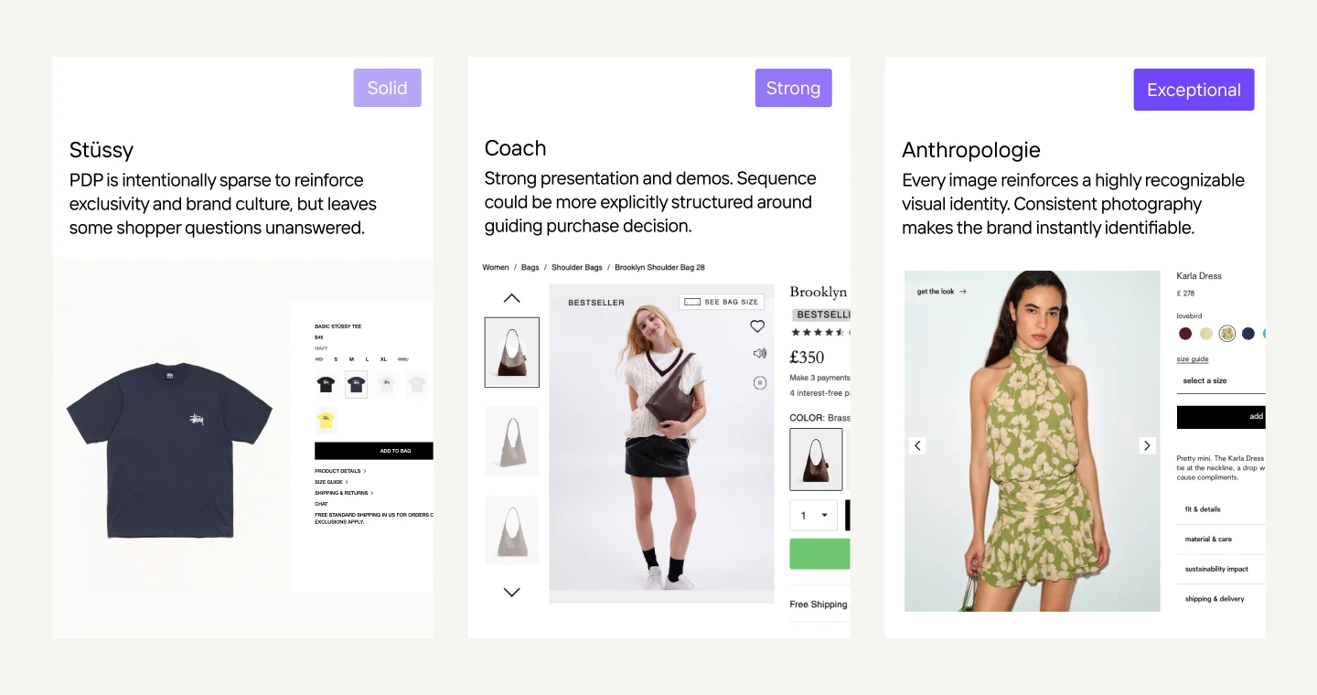 Examples of brand-distinctive product page imagery