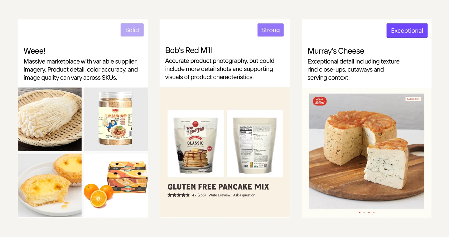 Examples of product fidelity and trust in ecommerce imagery