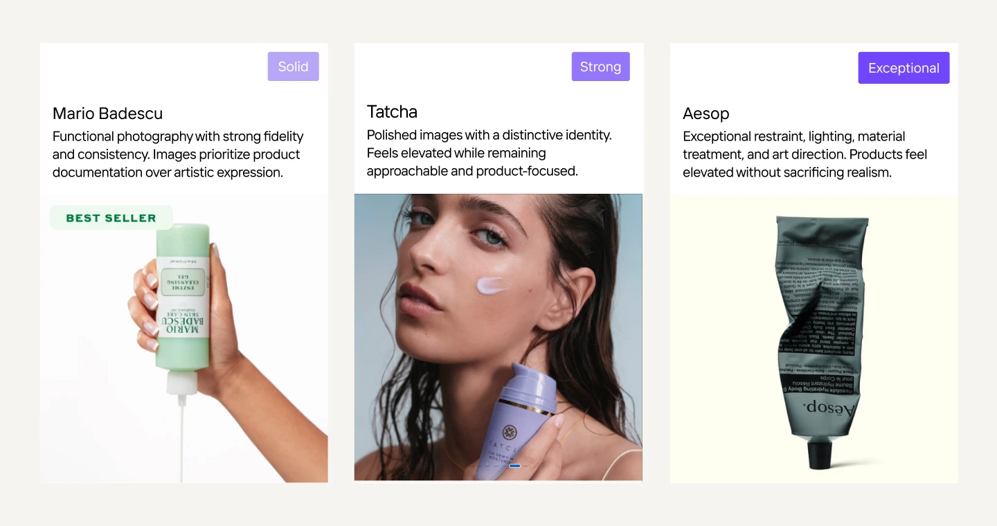 Examples of realistic, well-crafted ecommerce images